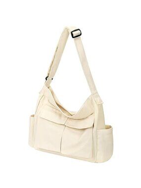 Canvas Tote Bag Large Crossbody Hobo Messenger Zipper Shoulder Bag Women